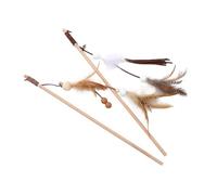 ifundom 2Pcs Interactive Cat Teasing Wands with and Bell Pet Supplies for Indoor Cats Engaging Teasing Rods for Healthy Playtime Durable Design Brown White