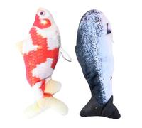 ifundom 2PCS Interactive Electric Cat Fish with Catnip Plush Teasing Fish for Indoor Cats Vivid Movement Durable Material Engaging Plaything Red White Carp Salmon