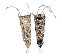 ifundom 2pcs Intricate Rhinestone Bridal Gloves Fingerless Lace with Beaded Gothic Embroidery Steampunk Wristbands for Women Prom Wedding Halloween Party Accessory