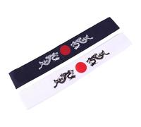 ifundom 2Pcs Japanese Dragon Print Headbands, Breathable White Blue Samurai Headband Set, Lightweight Karate Cooking Chef Hair Bands for Sports and Cosplay