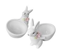 ifundom 2pcs Key Holder Bunny Bowl Ornament Ceramic Desktop Storage Adorable Rustic Design Small White Rabbit Home Decor