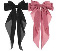 ifundom 2pcs Large Hair Bows, Big Bow Barrettes with Cloth and Metal Material, Adds Elegance for Special Occasions, Fashionable and Eye-catching Hair Accessories