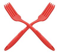 ifundom 2pcs Large Silicone Fork Cooking Fork Red Classic Style Anti-scalding Without Burr Kitchen Gadget for Home Cooking