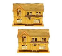 ifundom 2pcs Luxury Golden Plastic Ancestor Offering Houses for Hungry Ghost Festival and Qingming Tomb-sweeping Rituals, Small Sacrificial Villas for Chinese Memorial Ceremonies
