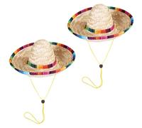 ifundom 2pcs Mexican Dog Fiesta Hats Decorative Woven Caps for Dogs Party Costume Supplies Lightweight Pet Accessories for Cinco De Mayo Celebration
