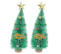 ifundom 2pcs Mini Christmas Trees 16cm Sisal Silk Snow Frost Ornaments Lightweight Artificial Small Tree Desktop Xmas Showcase Decorations for Home Office Shop Window