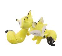 ifundom 2pcs Mini Glass Fox Figurine in Amber Glass with Cartoon Design, Compact and Lightweight Collectible Ornament for Coffee Corner or Windowsill Decoration