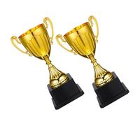 ifundom 2pcs Mini Golden Trophy Soccer Award Trophy Winners Cup Football Sports Winning Prize Gold Award Small Ornament Plastic