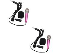 ifundom 2pcs Mini Handheld Condenser Microphone Microphone for Karaoke Pc Laptop Tablet Portable Mini Micphone Earphones Random Color