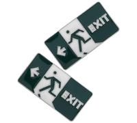 ifundom 2pcs Mini Luminous Brooch Pins Glow in the Dark Enamel Lapel Badge Cute Funny Exit Sign Pins for Backpacks Clothing Holiday Decorations