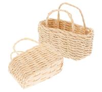 ifundom 2pcs Mini Raffia Woven Baskets with Handles for Dollhouse Accessories, Small Storage Solution and Picnic Miniatures, Miniature Wicker Basket Decor for ’s Storage