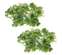 ifundom 2pcs Mini Shamrock Candle Wreaths for Patrick's Day Table Decor Artificial Floral Arrangement for Candle Holders Festive Spring Centerpiece Accents
