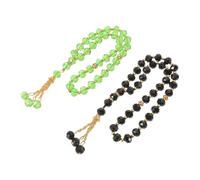 ifundom 2pcs Muslim Prayer Beads: Allah Muhammad Islamic Rosary Islam Misbaha Tasbeeh Sibha 33 Glass Beads Necklace Bracelet For Men Women
