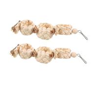 ifundom 2pcs Parrot Chew Toys Natural Corn Husk Bark Cord Hanging Swing for Parakeet Cage Decor Parrot Toys for Bird Training Supplies