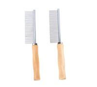 ifundom 2pcs Pet Cleaning Comb Dog Comb Wooden Handle for Grooming Stainless Steel Pins for Puppy Matted Hair Removal