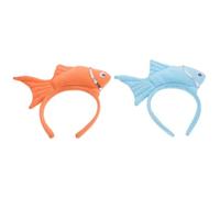 ifundom 2pcs Plush Fish Headband Ocean Animal Headwear Costume Set | 3d Blue And Orange Goldfish Hairband, Sequin Trim Decor, For Halloween Cosplay Theme Party, 2 Pack