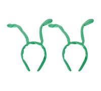 ifundom 2pcs Plush Green Antenna Headbands with Secure Fit and Soft Comfortable Material for Stage Performances and Cosplay Events