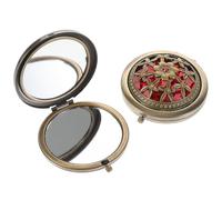 ifundom 2pcs Portable Pocket-sized Folding Compact Mirrors for Women, Two-sided Lightweight round Cosmetic Mirrors with Gilded Golden Frame, for Home and School Use