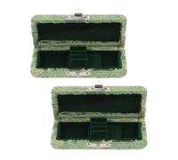 ifundom 2pcs Portable Reed Case for Oboe Reeds with Solid Wood Body and Silk Cover, Secure Clasp Closure, Stylish Green Design, Compact Travel Storage for Musicians and Students