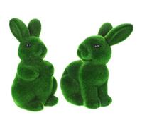 ifundom 2pcs Realistic Flocking Rabbit Figurines for Garden Lawn Decoration, Adorable Green Foam Bunny Ornaments Creating Festival Atmosphere for Outdoor and Indoor Use