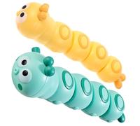 ifundom 2pcs Realistic Wind-up Caterpillar, Educational Small Animal in Yellow and Green, Interactive Novelty for Parent Play