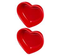 ifundom 2Pcs Red Heart Shape Dish Ceramic Side Dish Bowl for Sushi Seasoning Dipping Sauce Restaurant Use Compact Design 3.1x2.8in