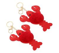ifundom 2pcs Red Plush Lobster Keychains, Soft Fluffy Animal Plush Keyrings for Backpack, Car, Party Accessories, Cute Furry Bag Pendants for Women