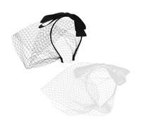 ifundom 2pcs Retro Bow Headband Mesh Veil for Women for Bridal Wedding Tea Party Formal Event Breathable Fabric Thin Design and Cute Ribbon Details
