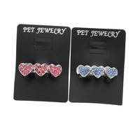 ifundom 2pcs Rhinestone Heart Puppy Hair Clips Alloy Pet Hairpins Lightweight Decorative Headdress for Dogs Cats Birthday