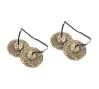 ifundom 2pcs Rhythm Vintage Hand Cymbal Bell Cymbals Bell Percussion Instrument for Yoga Meditation Relax Handheld Tibetan Sound Small Finger Instrument Music Toy