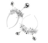 ifundom 2pcs Silver Disco Ball Headband for Parties and Nightclubs, Plastic Material Sparkling Retro Design, Eye-catching Tinsel Fashion Headwear Suitable for Ages