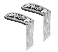 ifundom 2Pcs Silver Metal Tassel Chain Epaulettes Star Accent, Punk Dangle Shoulder Jewelry for Women’S Costume DIY and Performance Accessories