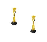 ifundom 2pcs Small Trophy Award Decorative Trophy for Parties Competitions Classroom Rewards Chic Black Crystal Design with Base