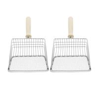 ifundom 2pcs Stainless Steel Cat Litter Scoop with Fine Mesh Sifter and Hook Metal Shovels for Clumping Pellet Tofu Litter Quick Waste Separation for Easy Cleaning and Organized Storage