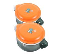 ifundom 2pcs Stainless Steel Insulated Soup Bowl with Lid Microwave Ramen Mug for Boys and Girls -Friendly Set Leakproof Design for Warm Meals
