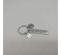 ifundom 2pcs Stainless Steel Keychains Home Is Where Your Heart Is Key Holder Pendant, Creative Housewarming Key Rings Ornaments for First Home, Couples