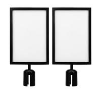 ifundom 2pcs Stanchion Sign Holder Floor Sign Stand Black Stainless Steel with Stable Queue Control Frame and Easy to Reposition Design for Crowd Control in Public Environments