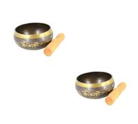 ifundom 2pcs Tibetan Singing Bowl for Meditation Yoga Therapy Small Mallet Authentic Tibetan Meditation Bowl Sound Healing Practice