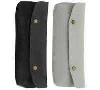 ifundom 2pcs Travel Makeup Brush Pouches and Mini Pencil Cases, Rectangular PU Leather Cosmetic Brush Holders for Women, Portable Lipstick Organizer Bags in Black and Grey