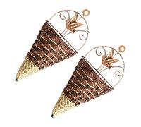 ifundom 2pcs Wall Hanging Flower Basket Rattan Wall Mounted Simulation Flower Pot for Indoor Living Decor
