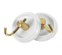 ifundom 2pcs Wall Mounted Adhesive Hooks White Stainless Steel Small Sticky Hooks for Bathroom Towels and Bath Balls No-Drill Installation for Toilet and Home