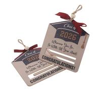 ifundom 2pcs Wooden Graduation Hanging Signs Class of 2026 Graduation Memorial Decorations Rustic Graduate Party Ornaments Cash Holder for College University Presents