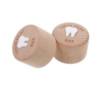 ifundom 2pcs Wooden Tooth Fairy Box Cute Tooth Keepsake Organizer for Boys and Girls Storage Case for Birthday Shower