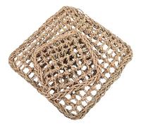 ifundom 2pcs Woven Grass Mat for Rabbits and Guinea Pigs Natural Chewable Pet Bed Mat for Dental Health and Activity Large Small Handmade Seagrass Protector for Small Animals