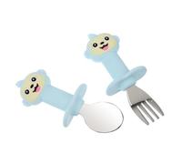 ifundom 2sets Feeding Fork Spoon Set for Toddlers Boys and Girls Tableware Monkey Design Safe Materials Easy to Grasp Handle