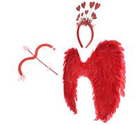 ifundom 3 Pcs Cupid Costume Set with Red Cloth Wings, Bow and Heart-shaped Headband for Valentine's Day Parties and Masquerade, Versatile Use to Create Romantic Atmosphere