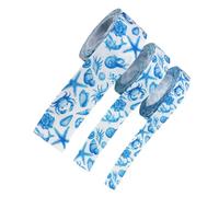 ifundom 3 Rolls Marine Theme Grosgrain Ribbon 10mm 22mm 38mm Wired Aqua Blue Ribbon for Wrapping Floral Decoration and Summer Party Crafts, 5 Yards Each Roll
