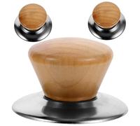 ifundom 3 Sets Household Pan Lid Knobs Stainless Steel Base Wooden Handle Classic Shape Lightweight Universal Fit Cookware Lid Replacement Handle for Kitchen Use