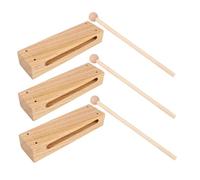 ifundom 3 Sets Wood Block Instrument: Wooden Rhythm Block For Kids - Musical Percussion Orff Instrument With Mallets - For Early Music Learning