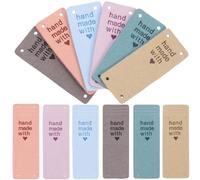 ifundom 30pcs Assorted Colour Handmade Clothes Embossed Labels with Smooth Surface Microfiber Material Rectangle Tags for Sewing on Hats and Garments